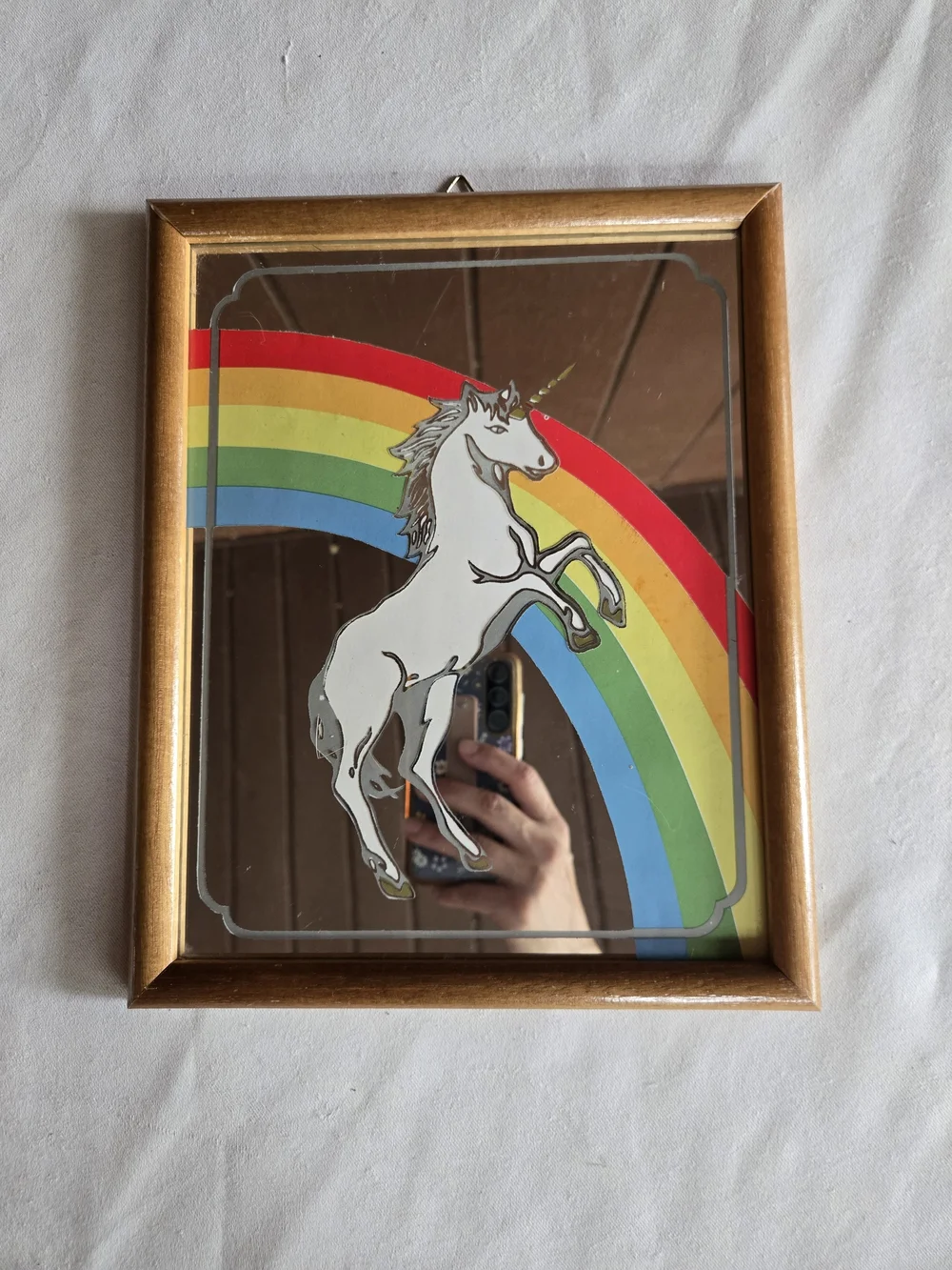 Framed Unicorn Mirror with Rainbow Wall Art